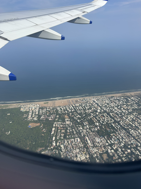 Besant Nagar Beach from Flight